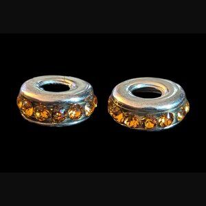 Michael Anthony 925 Sterling Silver Yellow Rhinestone Lot Of 2 Spacer Beads